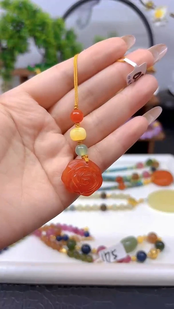 未镶嵌套链蜜蜡手机挂T50