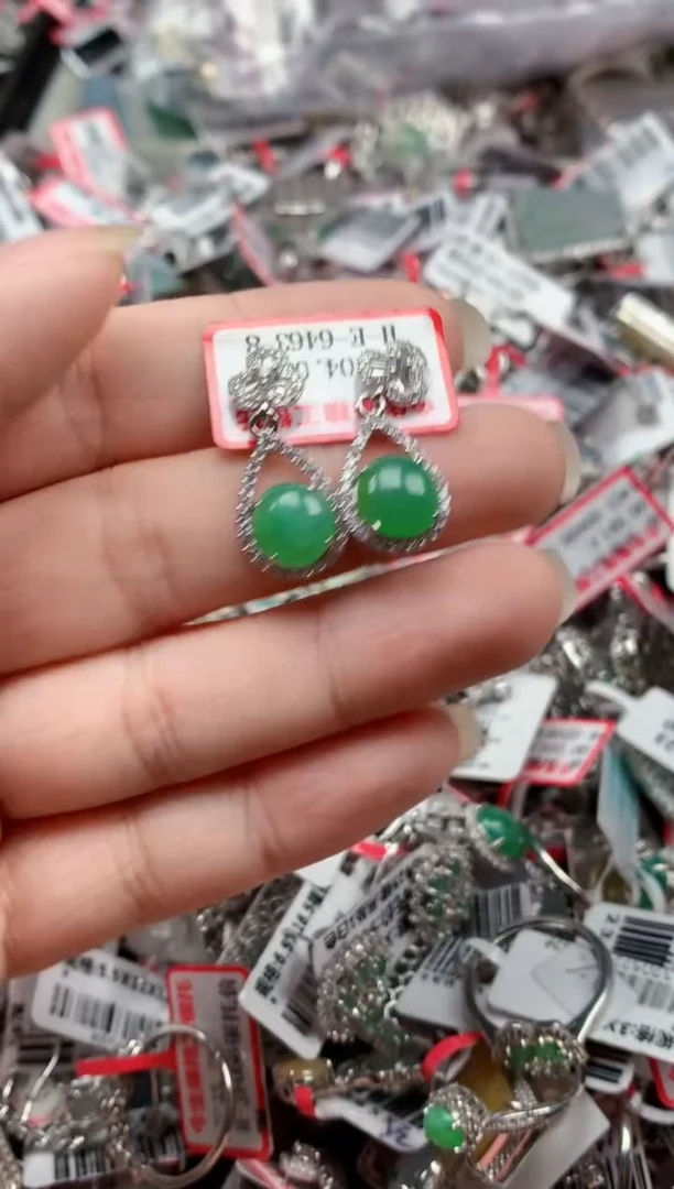 银S925镶嵌戒指翡翠天然A货缅甸翡翠
