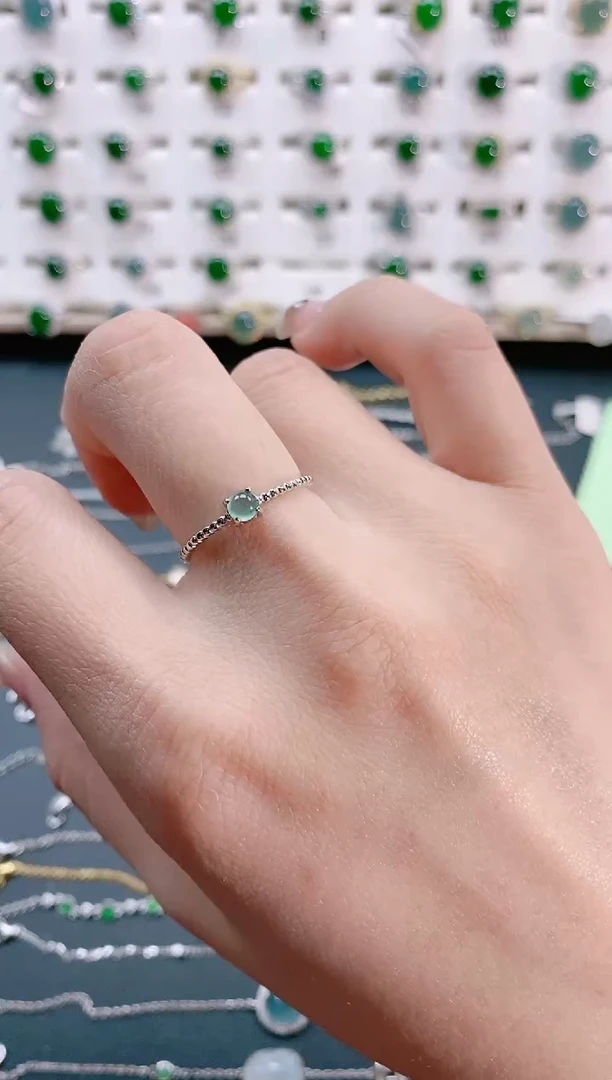 【闪购商品】翡翠戒指银S925镶嵌天然翡翠