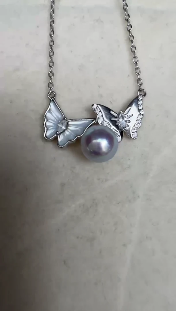 颈饰银S925镶嵌海水珍珠套链