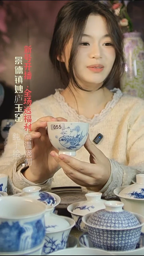 盘陶妙庐玉窑鸡心杯055微瑕