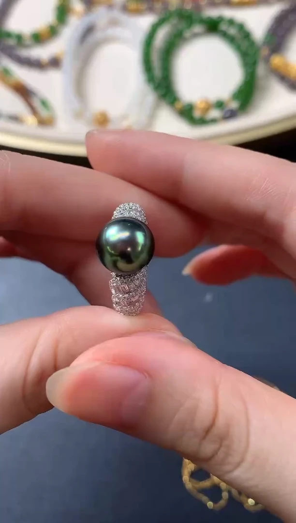 银S925镶嵌戒指海水珍珠D454|399