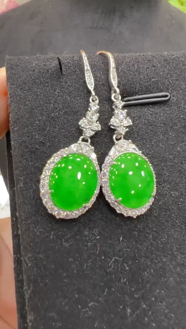 银S925镶嵌翡翠耳饰多样性团购发一件