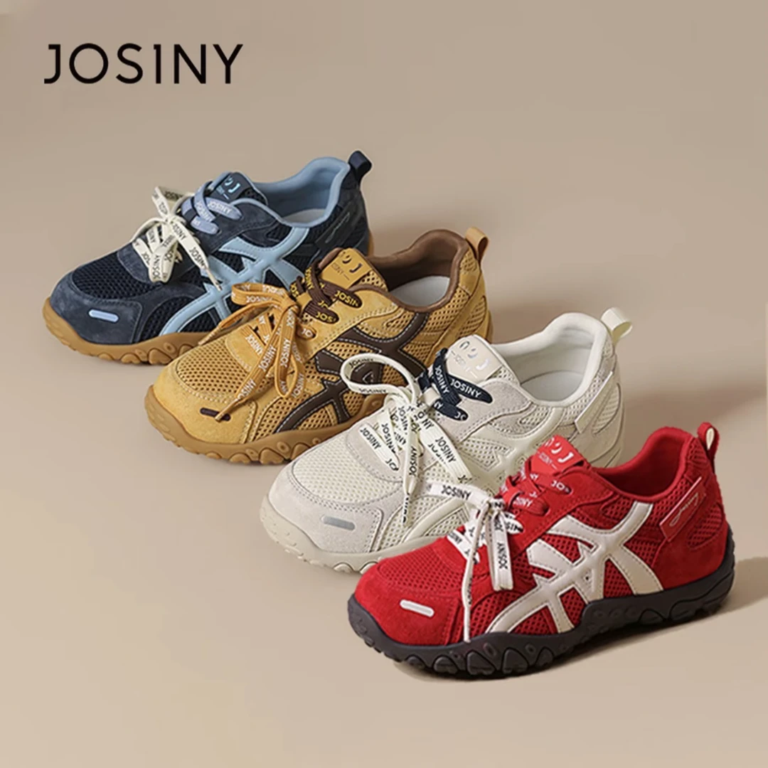 卓诗尼2025秋季新款女款红色德训鞋休闲鞋网面小白鞋562A23303