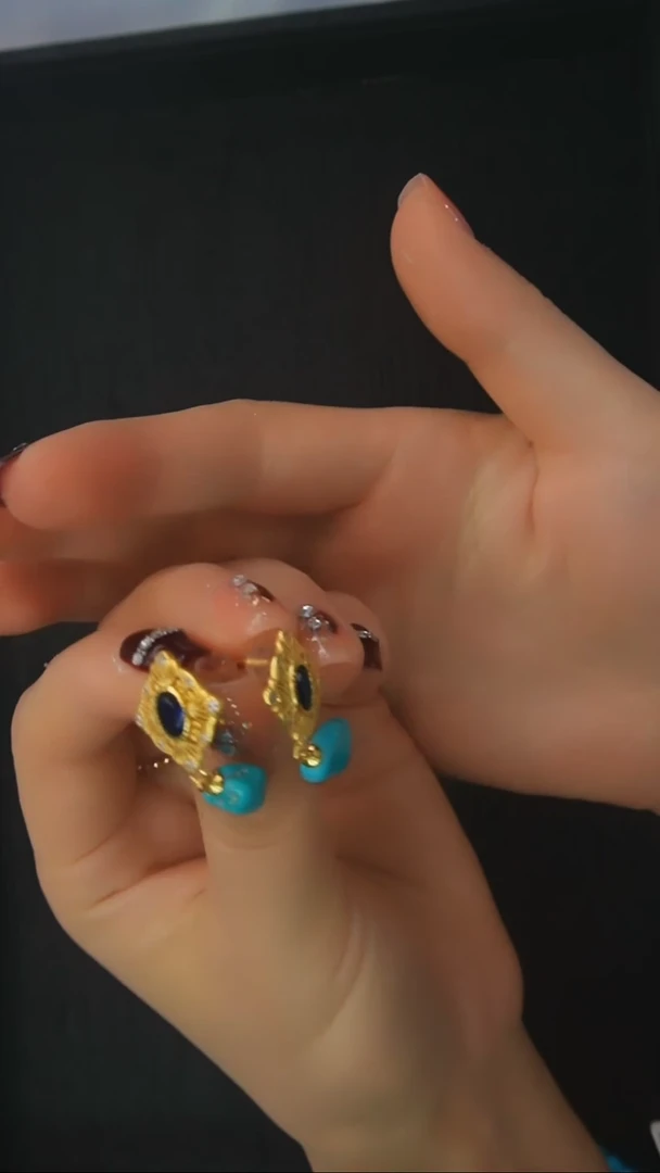 【闪购商品】绿松石耳环未镶嵌发货一件