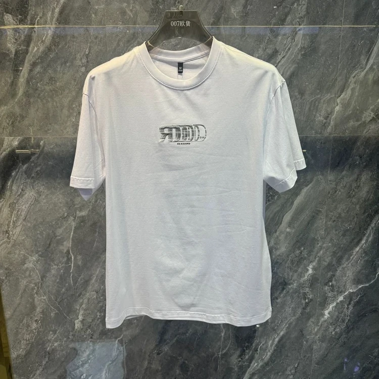 男装T恤韩版半袖设计师夏季纯棉正肩t恤修身圆领夏季短袖时尚