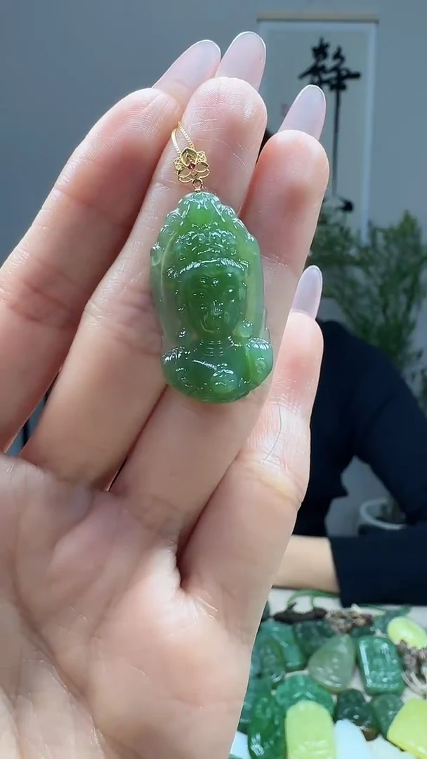 吊坠(不含链)18K金镶嵌和田玉1