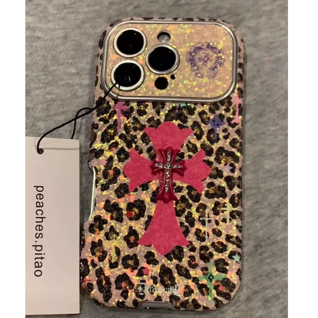 复古高级豹纹立体十字架适用iPhone17promax苹果16手机壳15新款14