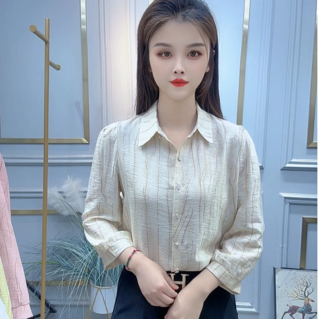 2025春夏新款时尚百搭七分袖衬衫女休闲透气洋气显瘦轻奢气质衬衣
