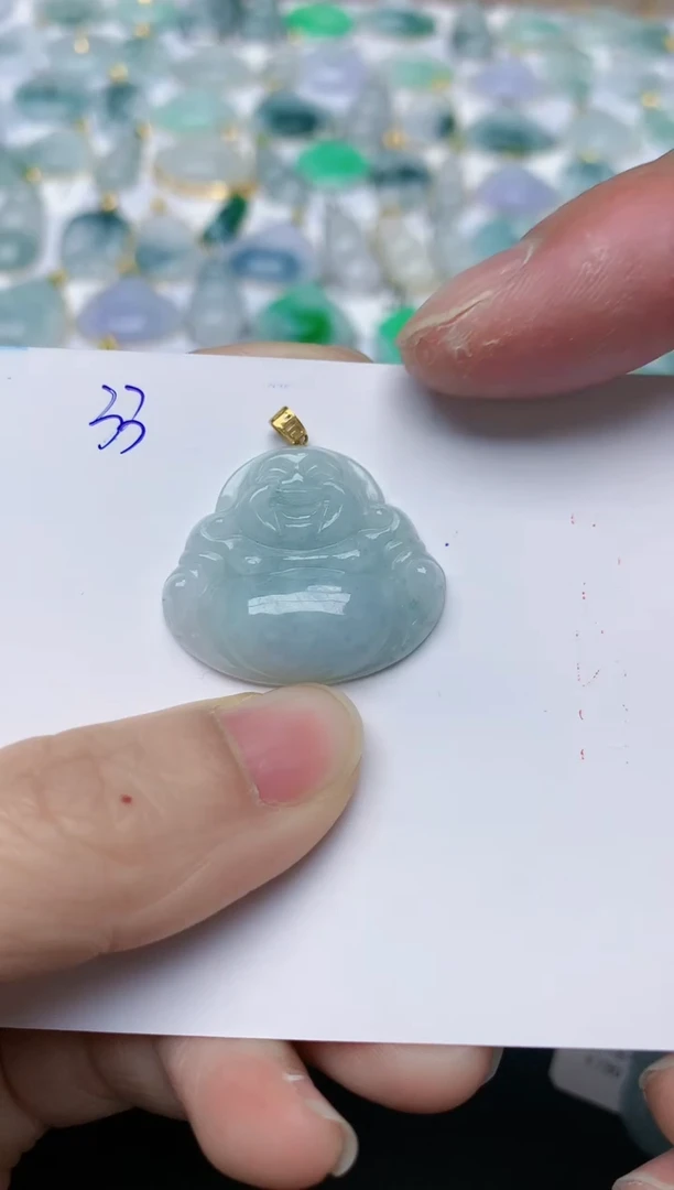 【闪购商品】翡翠颈饰18K金镶嵌天然翡翠A货 33