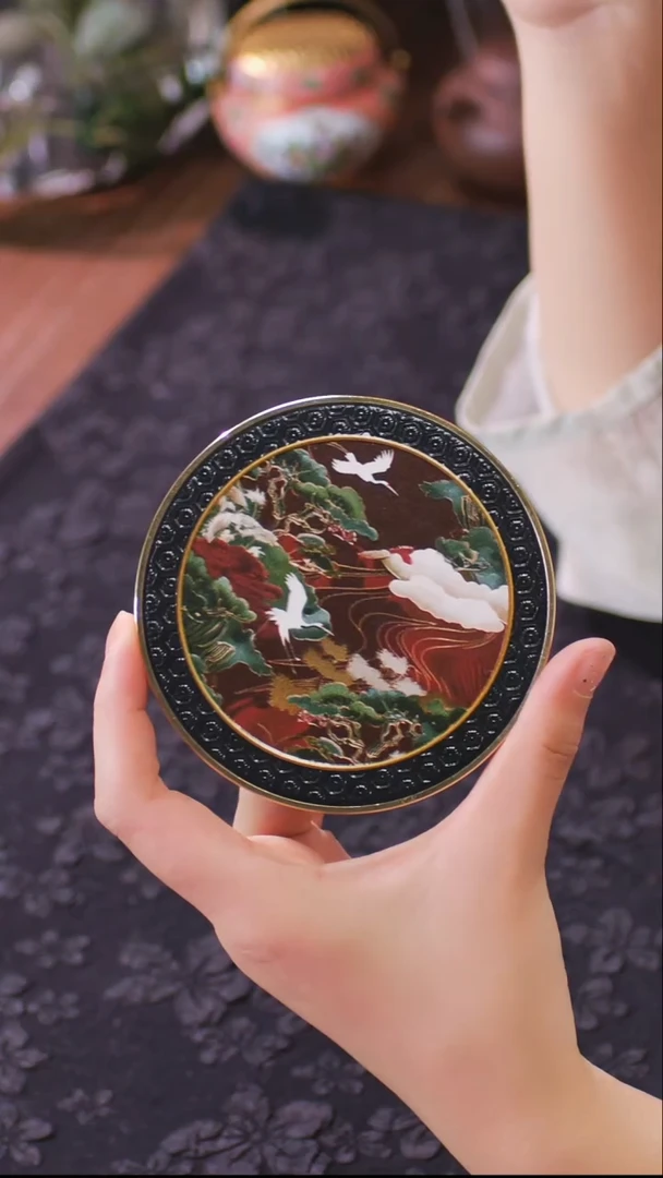 壹藏贰宝闲云野鹤图案铜圈杯垫一片