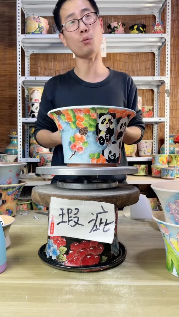 【闪购商品】摆件447陶花岛多肉陶瓷花盆罐——微瑕