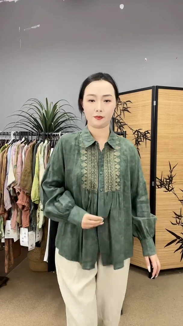 国风苎麻刺绣小衫