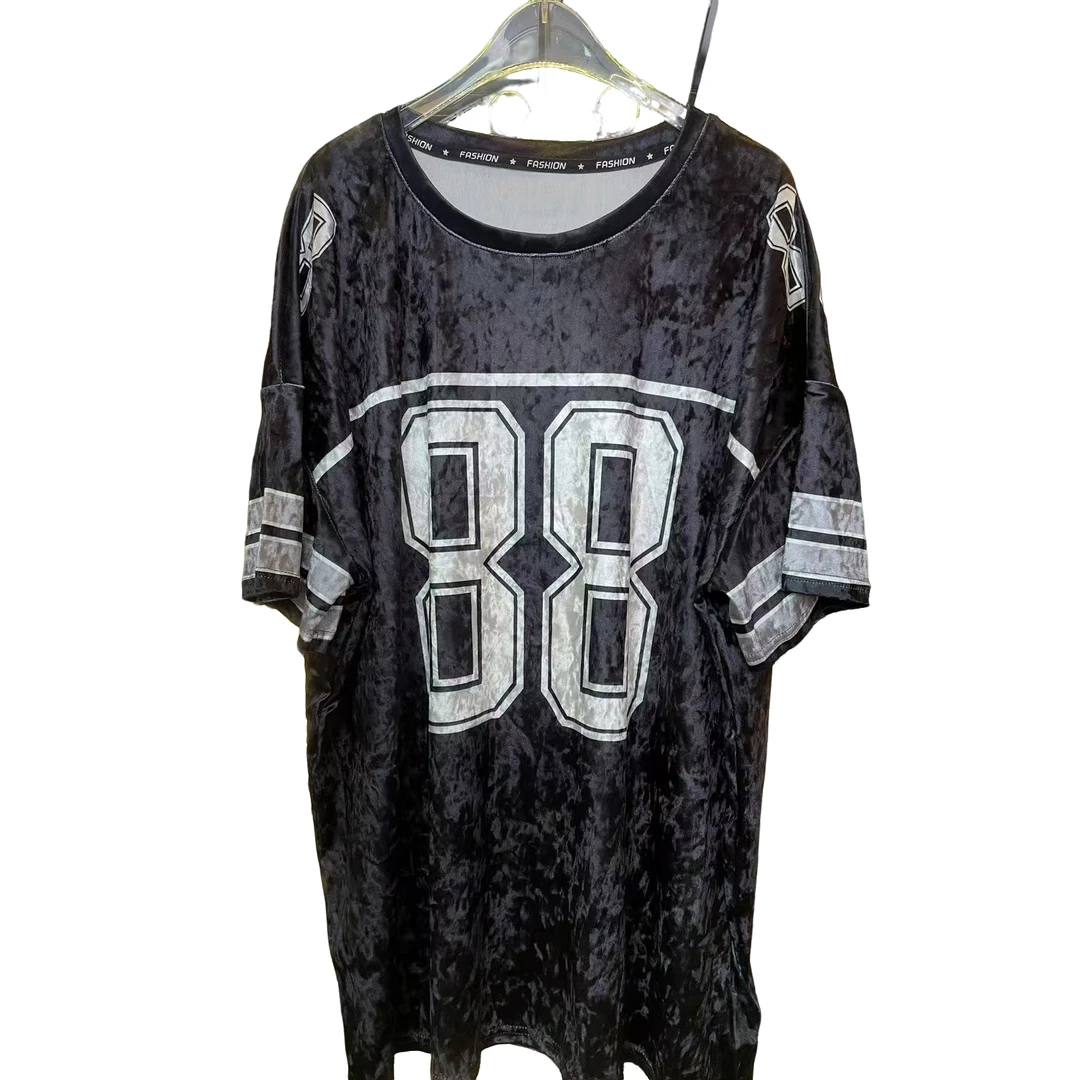 （甄选）高端钻石丝绒韩版休闲显瘦百搭中长款印花数字88