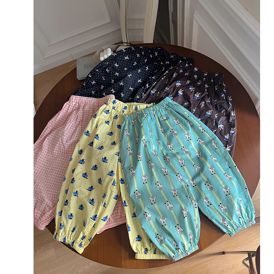【炸一波】夏空调裤宽松大PP棉质裤女童日常花花防蚊裤25B153-1