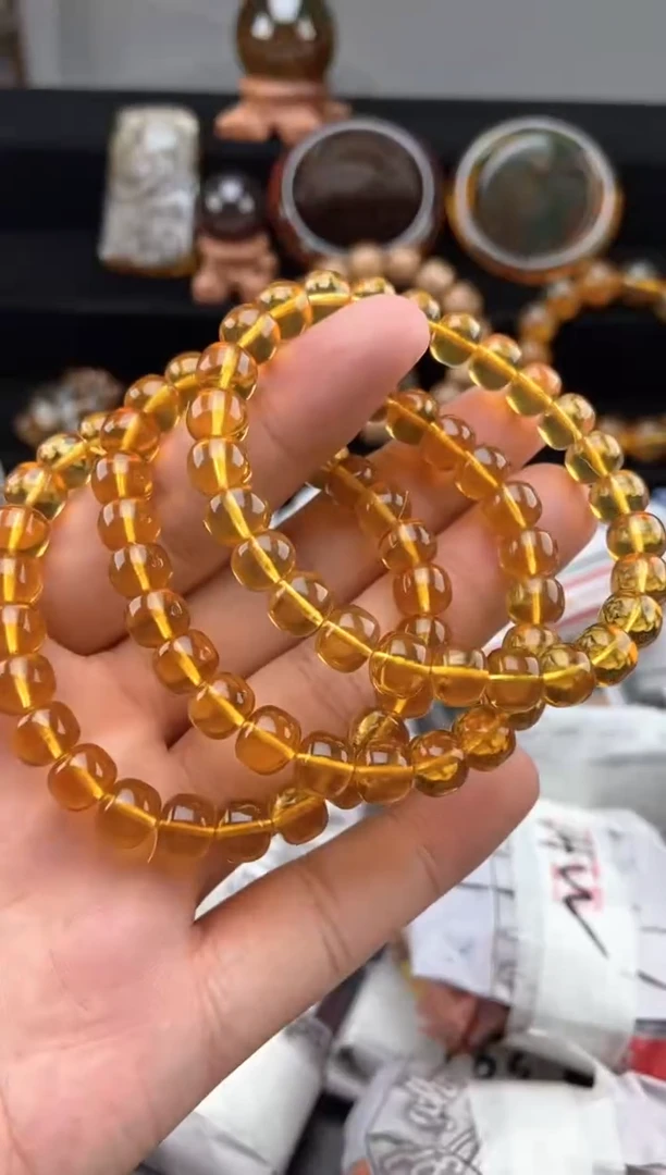 手链琥珀未镶嵌浅金棕老型珠手串【多样性发货其中一】
