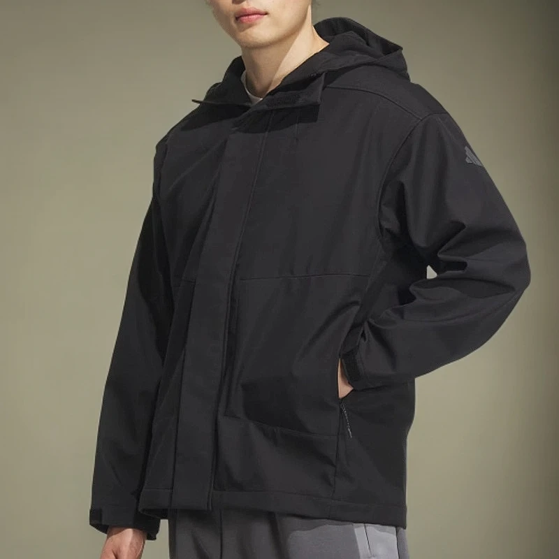 adidas/阿迪达斯男士拒水防泼休闲连帽夹克户外运动外套JM9154