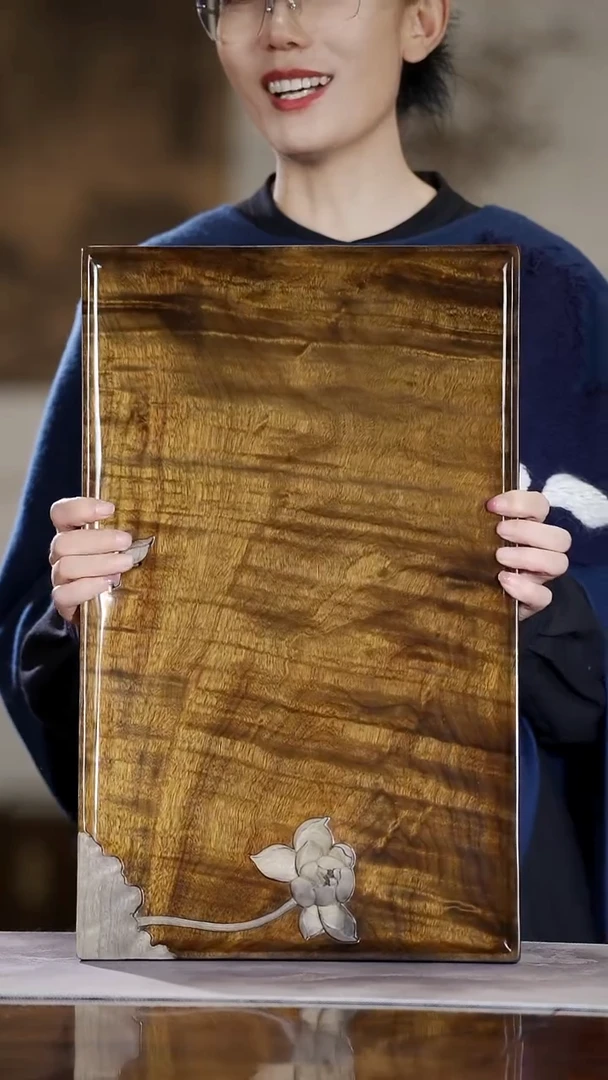 金丝楠625荷花系列水波纹干泡*茶盘