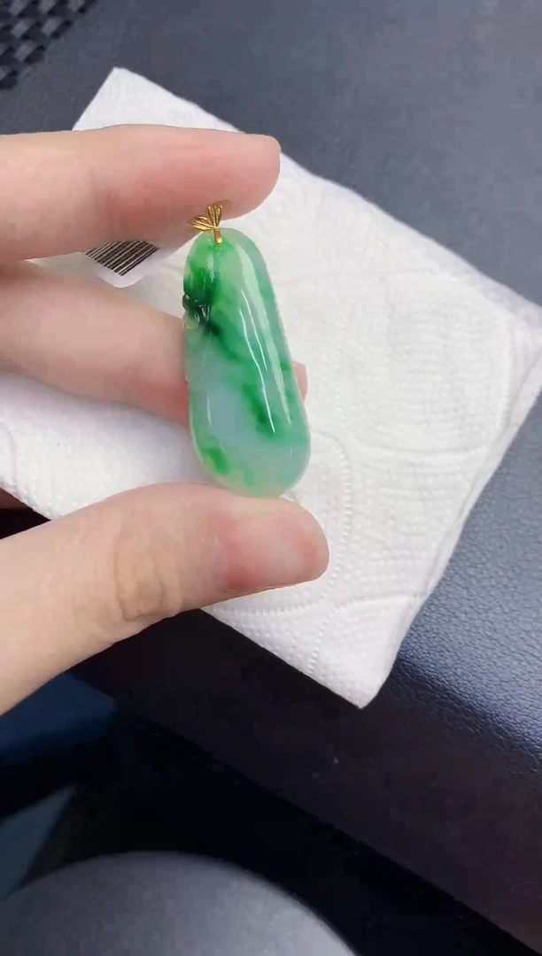 颈饰18K金镶嵌翡翠天然翡翠缅甸A货