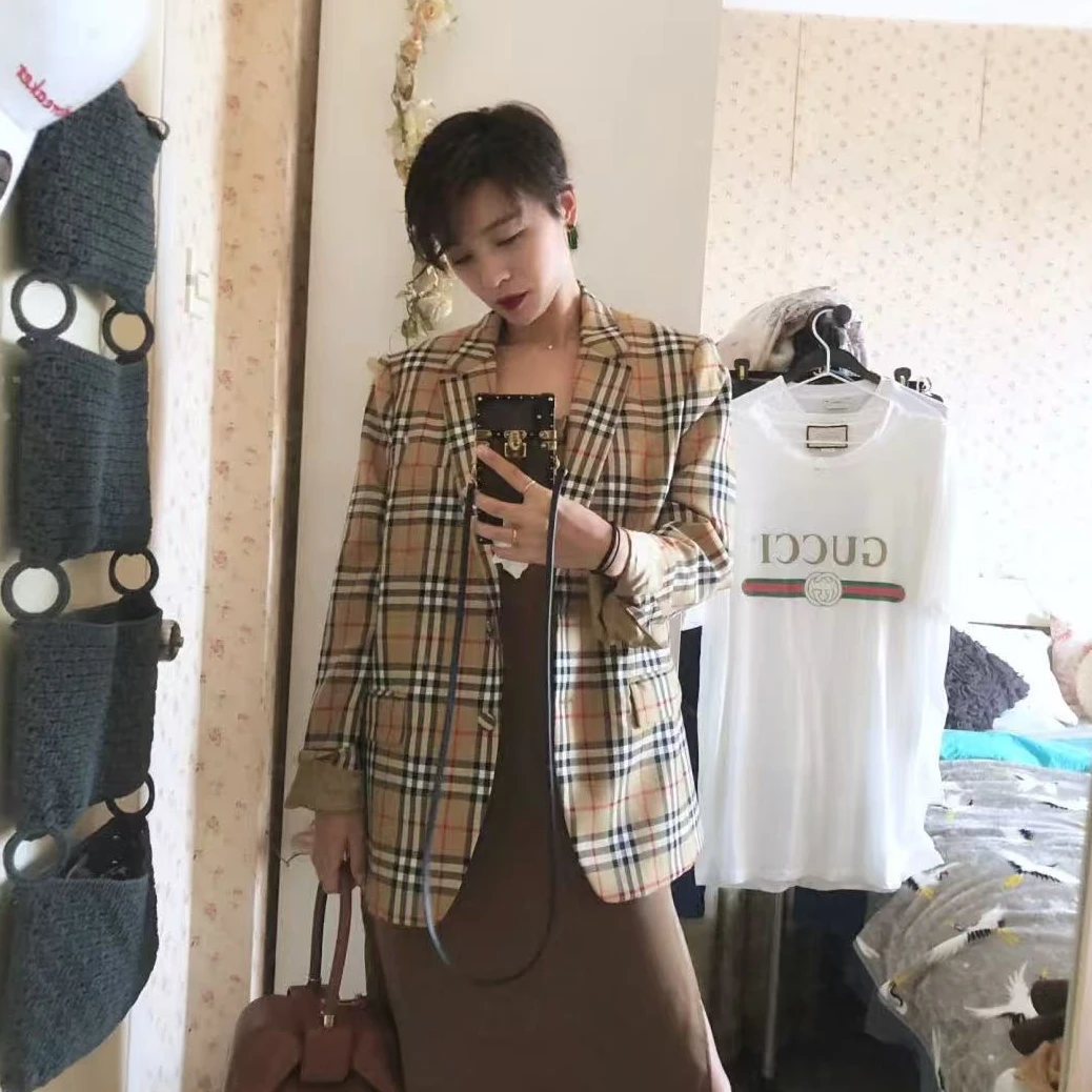 99新 BURBERRY/博柏利 2508118/UK4/经典格纹提花西装外套