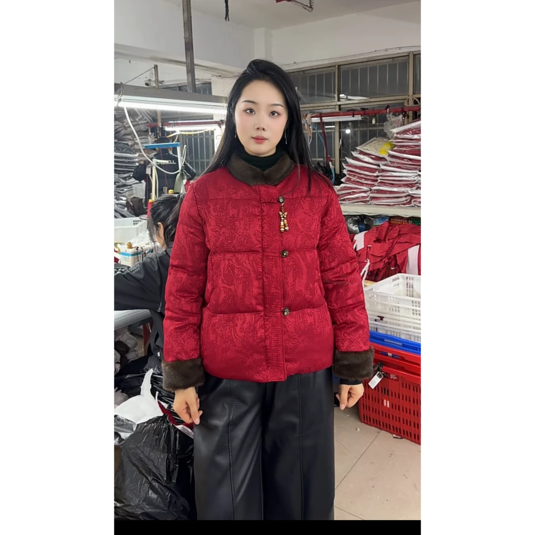 25127新中式国风石墨烯云绒棉保暖 立领时尚女装加厚盘扣棉服减龄