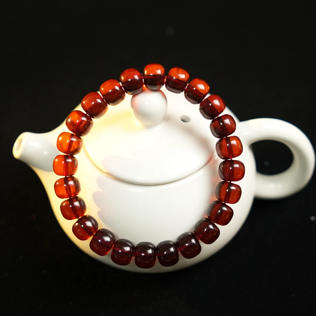 9+老型手串缅甸天然琥珀蜜蜡单圈手链老坑料时尚珠宝民族风