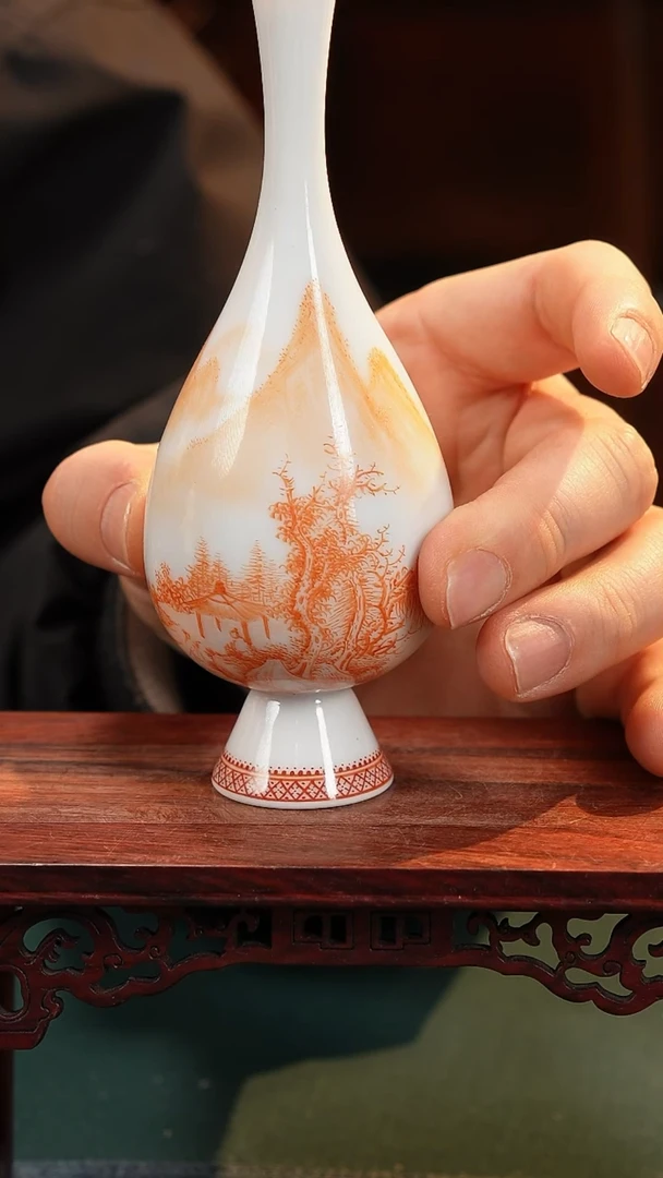 【闪购商品】摆件纯手工手绘原创瓷〖矾红〗