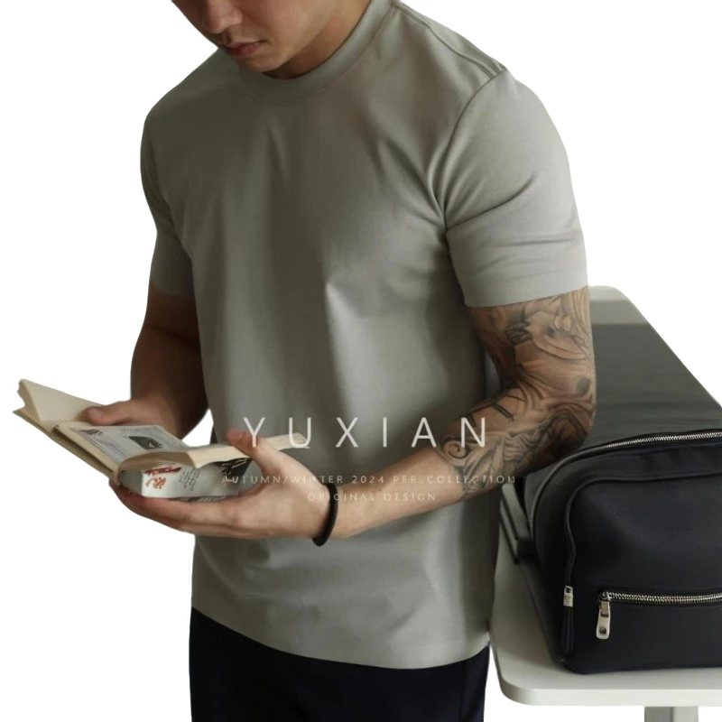 重磅300g圆领短袖t恤夏季宽松男士大码宽松休闲纯色潮流上衣