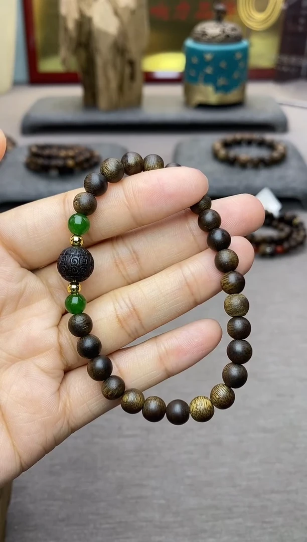 【闪购商品】沉香手串顺化紫棋06沉水+降真香1.0回纹+配饰