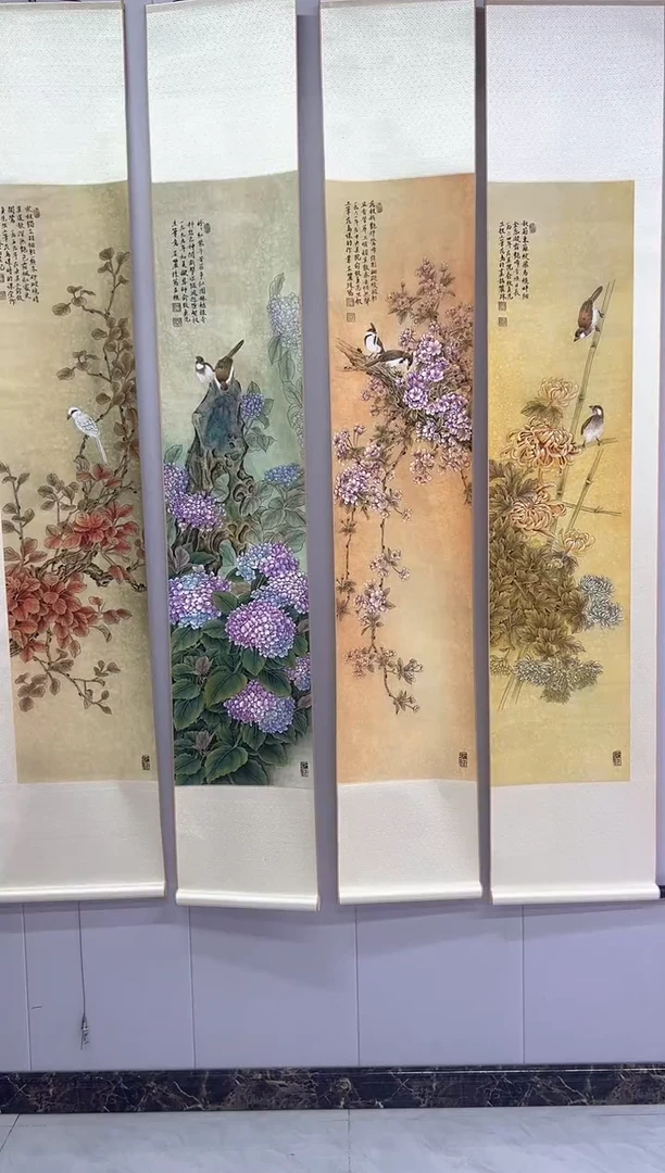 国画（定金链接）吴丽珠-16平尺-国画作品-条屏