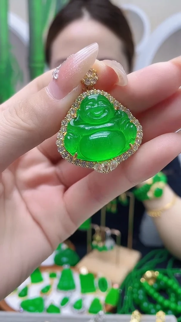 吊坠(赠链)14K金镶嵌翡翠B67