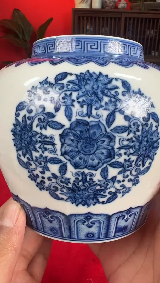 【闪购商品】034小王严选青花点工缠枝莲花卉茶叶罐