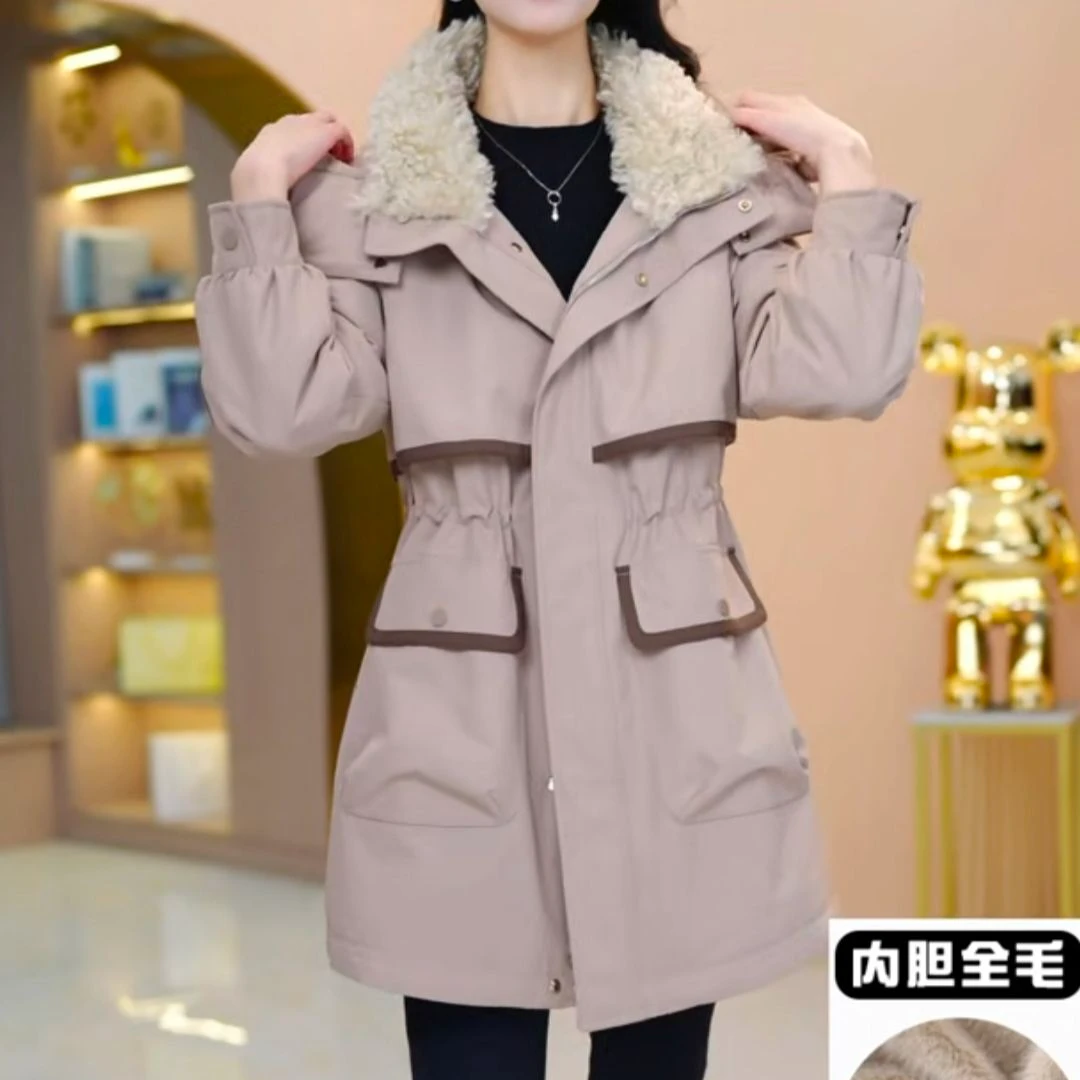 彩萱【加绒加厚】派克服气质减龄收腰显瘦派克服M-4XL-28772