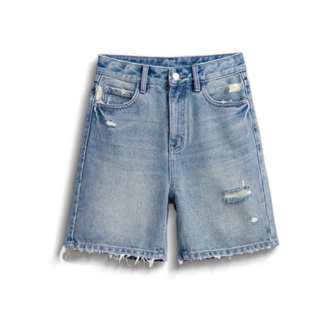 【CoCo】 夏季莱赛尔天丝百搭时尚显瘦直筒阔腿四分牛仔短裤女1959