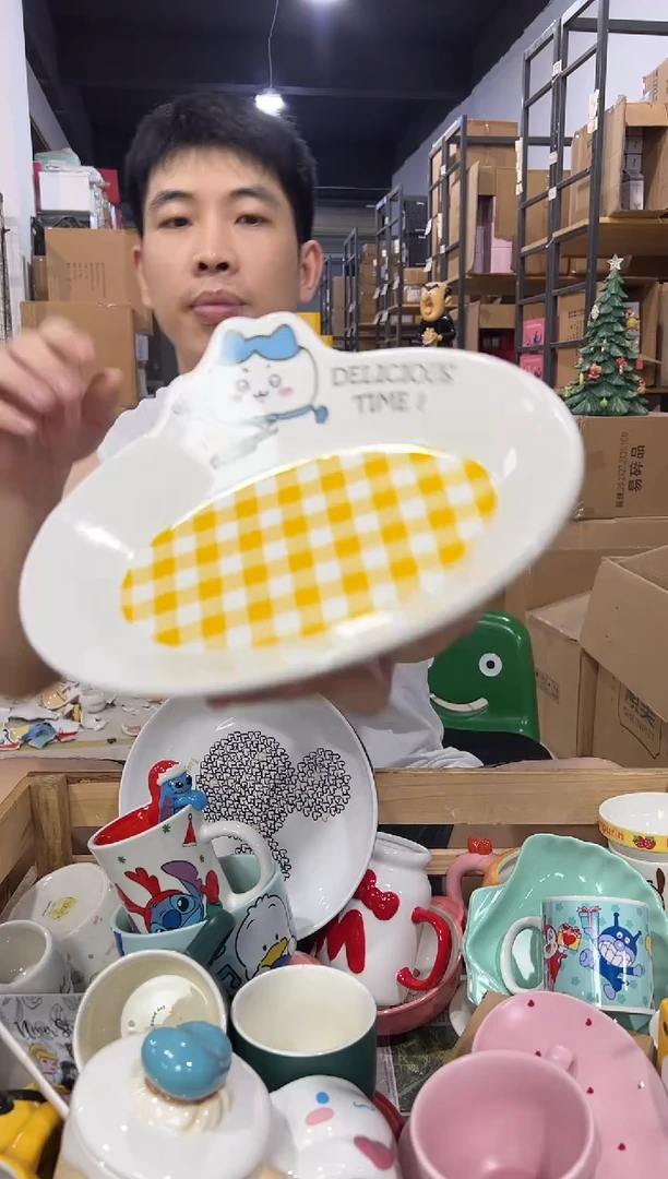 瓷片原盒小八格子餐盘