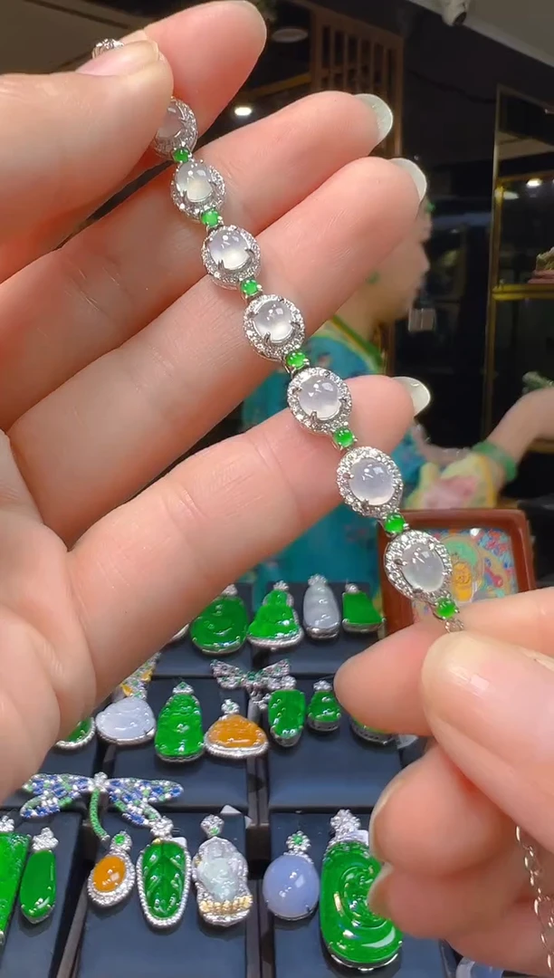 银S925镶嵌手链翡翠044(多样性发货发其一)