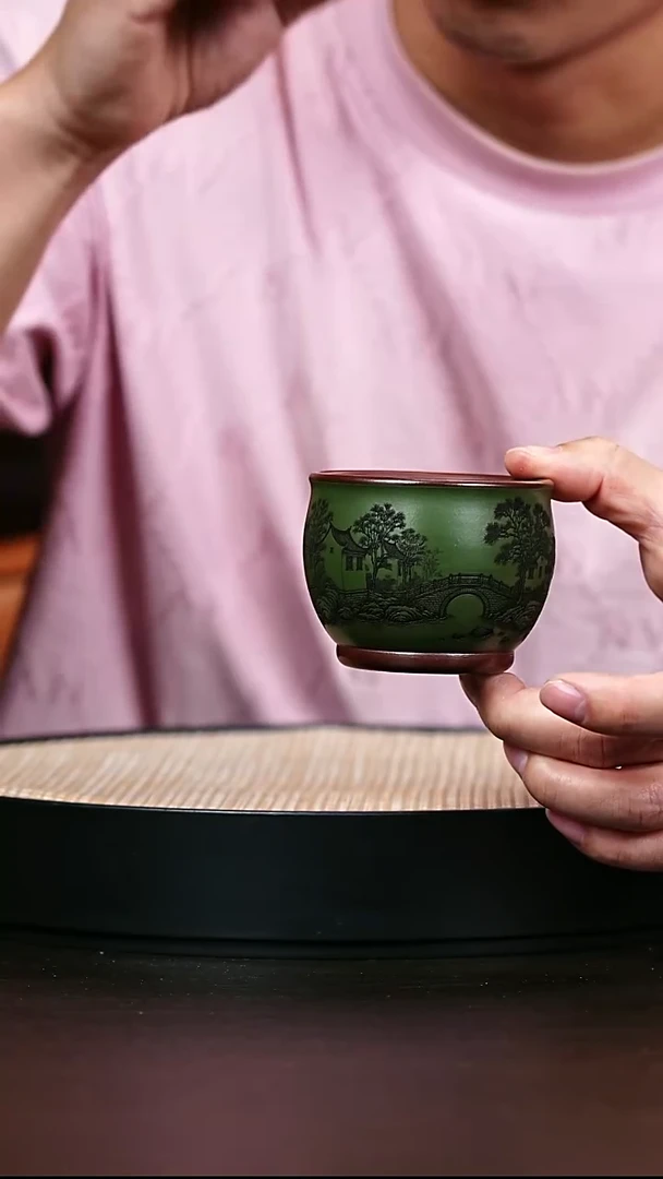 茶壶紫砂绿泥烟雨江南主人杯
