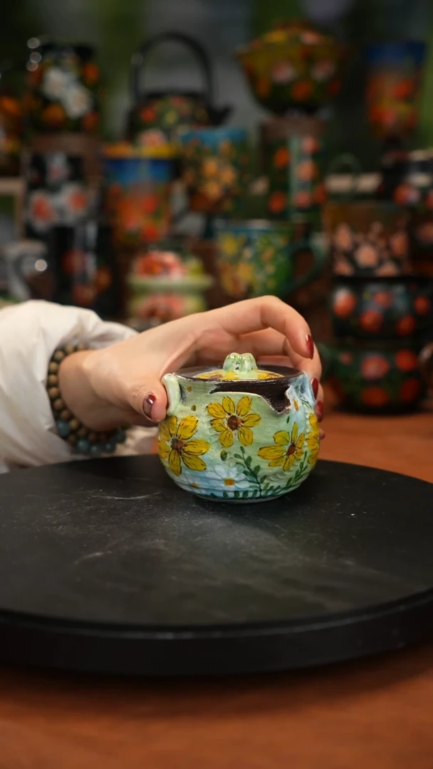 紫砂油画釉下彩手绘