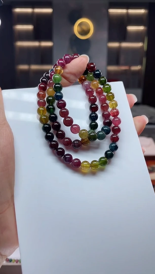 未镶嵌老矿碧玺三圈手串7mm+碧玺（多样性发一条）Q