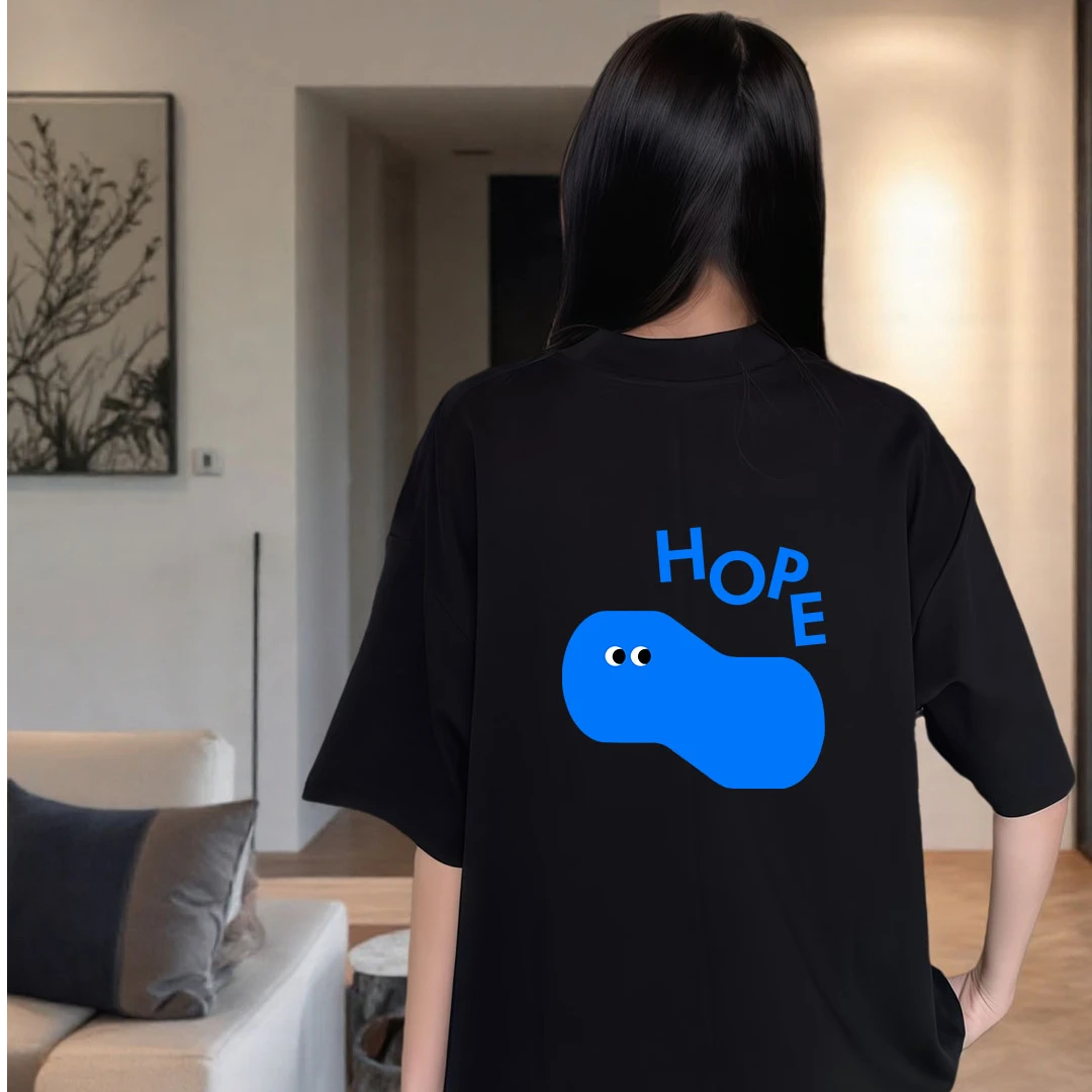 王楚钦盼儿夏季ins短袖热转印鲨鱼青春活力T恤潮流百搭慵懒风韩系