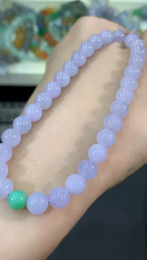 未镶嵌手串翡翠C93 紫货有色差