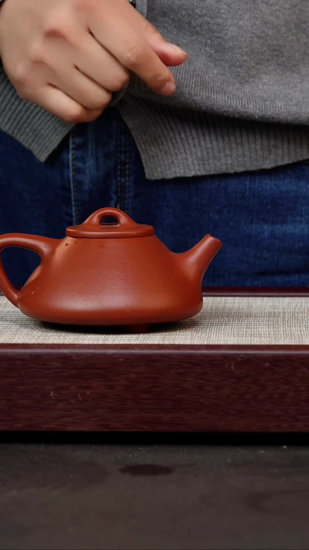 茶杯紫砂古***柜朱泥全手石瓢