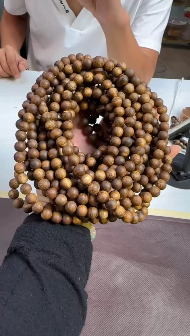 沉香手串99沉海南老白棋正圆珠9mm108颗多样性发1