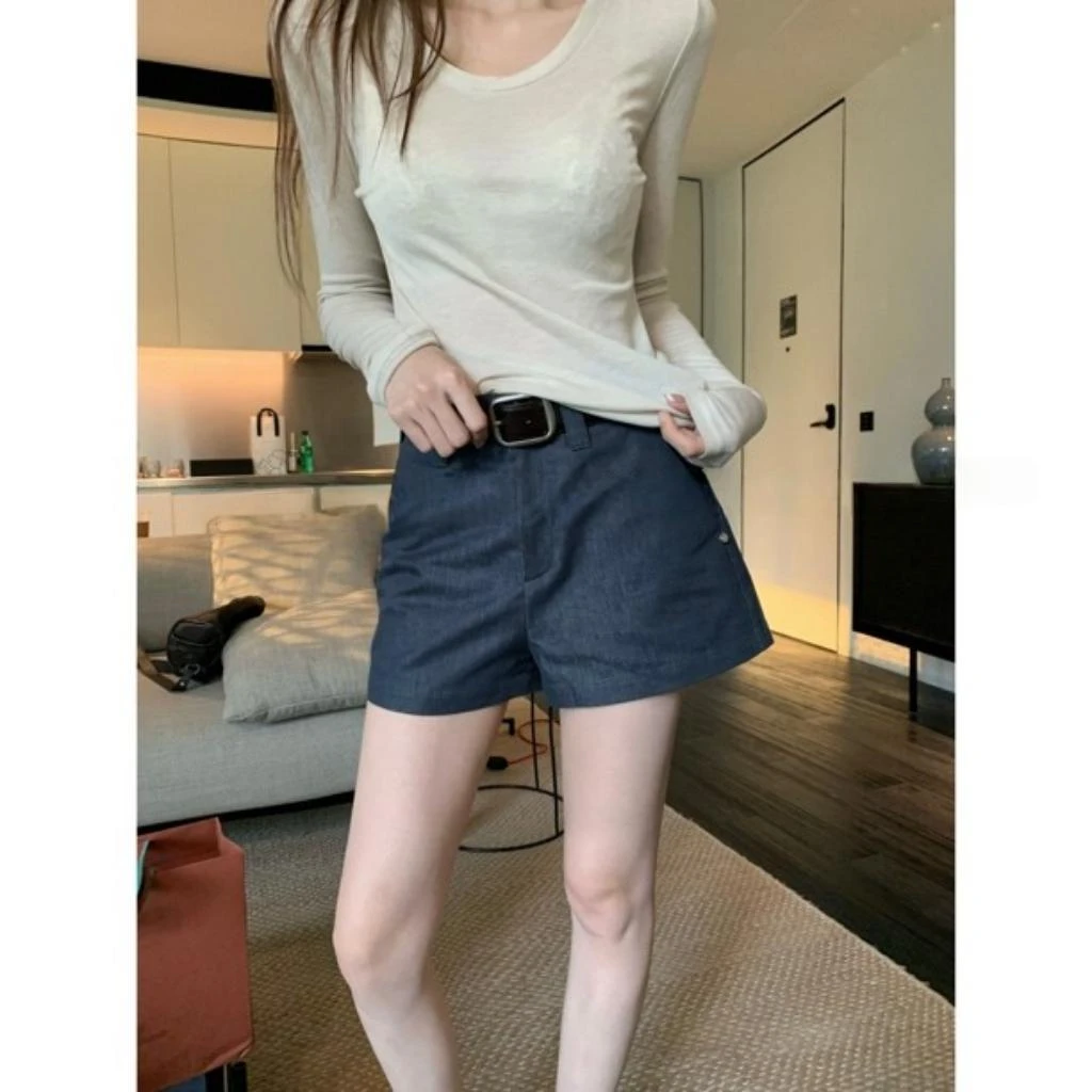 纯色宽松简约A字辣妹短裤女款夏天爆款2025新款高腰显瘦休闲裤子