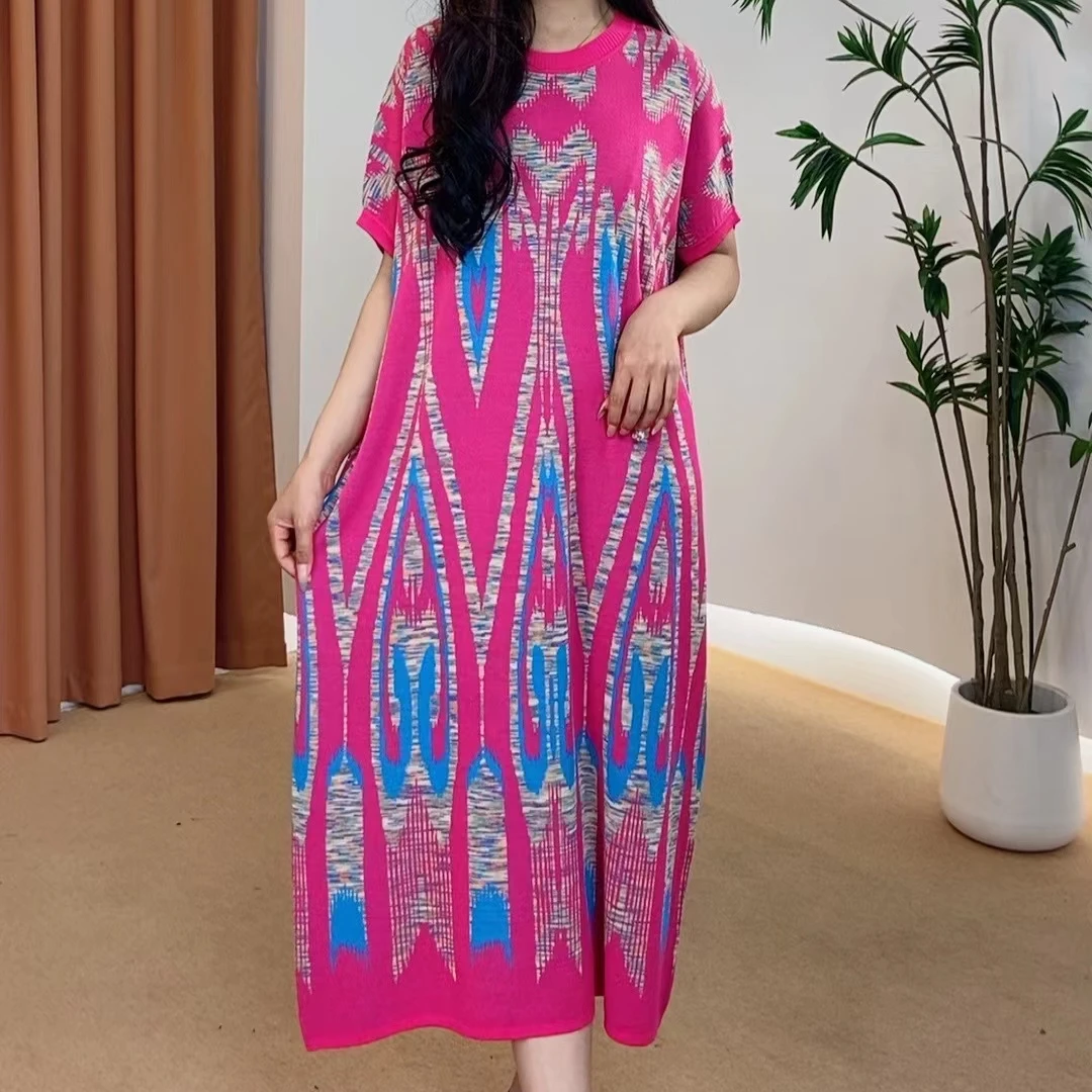 010号女装复古夏季气质优雅印花连衣裙显瘦气质大摆裙长款时尚