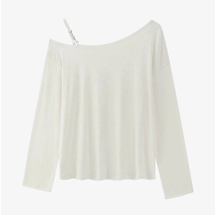 羊城故事-性感斜肩吊带t恤女春季慵懒风垂感百搭上衣Y50248369