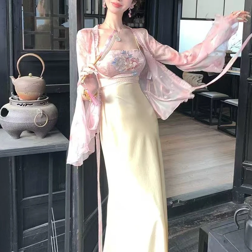 【出水芙蓉】新中式国风吊带连衣裙 套装