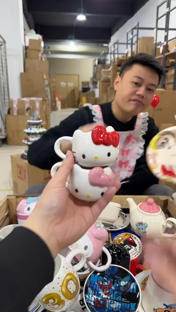 瓷片kkkt 一口杯 红色加粉色