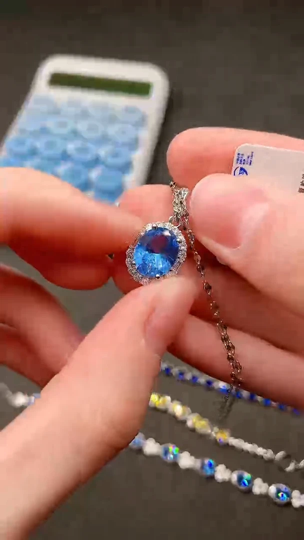 【闪购商品】海蓝宝石颈饰银S925镶嵌.........