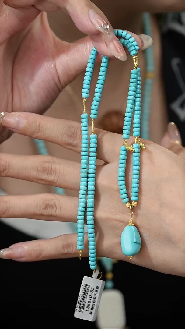 绿松石18K金镶嵌项链F38（多样性发一件）